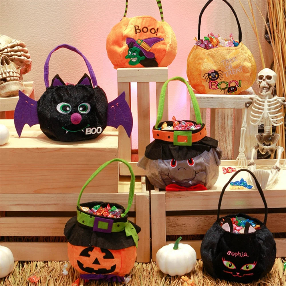 Candy Bag Velvet Candy Bag Skull Bat Tote Pumpkin Bag Halloween Candy Gift Storage Supplies 2025 Halloween Suppliers