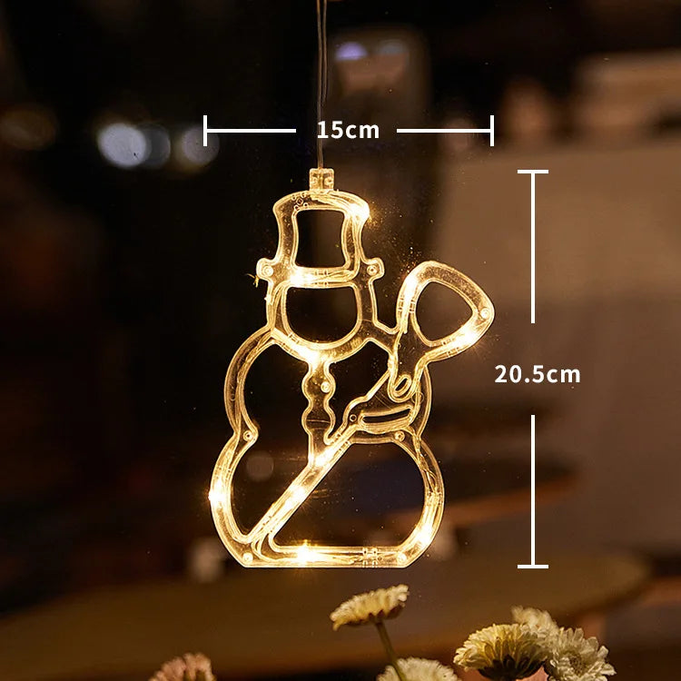 LED Sucker Light Christmas Decoration Light Santa Snowflake Elk Home Window Ornament Happy New Year Gift Navidad Natal 2022