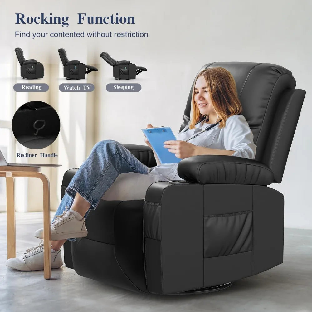 Reclining Sofas Massage Rocker with Heated Modern Ergonomic Lounge