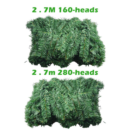 270cm Artificial Fir Wreath Christmas Artificial Green Garland Wreath Xmas Home Party Christmas Decoration Pine Tree Rattan