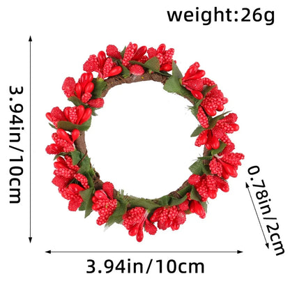 Christmas Artificial Candle Base Decorative Wreath Ring  Wreath Artificial Leather Wedding and Family Table PartyDecoration