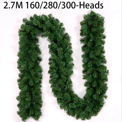 270cm Artificial Fir Wreath Christmas Artificial Green Garland Wreath Xmas Home Party Christmas Decoration Pine Tree Rattan