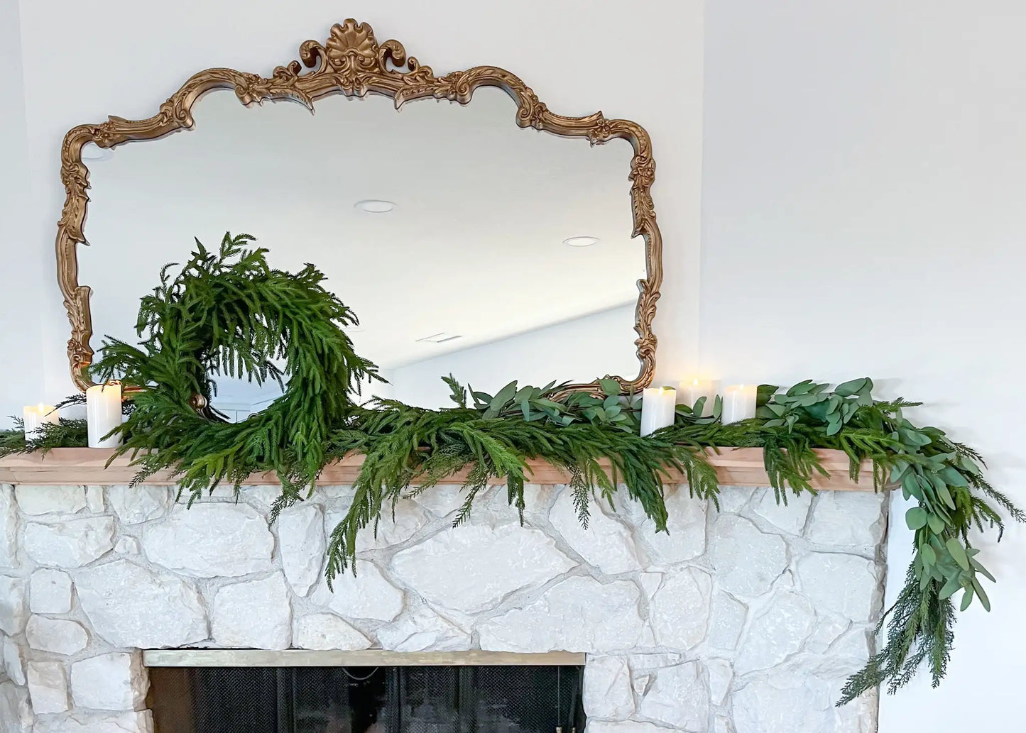 6/9 Ft Christmas Norfolk Pine Garland Real Touch Artificial Greenery Wreath Bulk for Holiday Fireplace Table  Indoor Home Decor