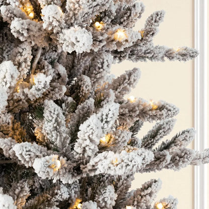 9ft Pre-Lit Snow Flocked Fir Artificial Christmas Tree, with 650 Warm White Lights,Christmas Tree