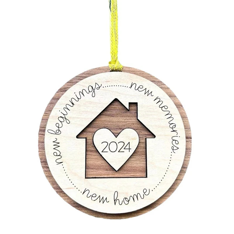 YOMDID Home Ornament 2024 First Christmas Ornament Wooden Housewarming Gifts For New House Wedding Gifts With House Is Wrapped