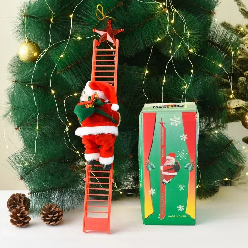 Christmas Decoration Electric Ladder Santa Claus Climbing Beads Santa Claus Children's Gift Mall Christmas Tree Decoration