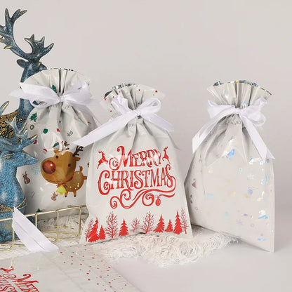 Christmas Gift Bags Large Capacity Merry Christmas Drawstring Gift Packaging Bags 2025 Navidad Party Candy Cookie Wrap Pouch