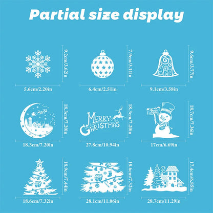 1SET Christmas Tree Window Clings White Reindeer Snowflake Xmas Window Decorations Sticker Reusable Christmas Window Door Decals