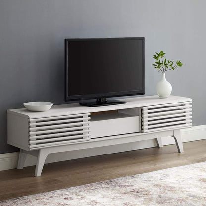 Render Mid-Century Modern Low Profile 59 Inch TV Stand in White