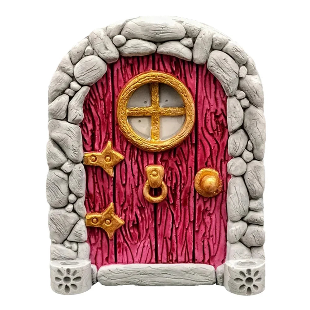 Wood Miniature Fairy Gnome Window Door Elf Home Creative Tree Door Home Children'S Toys Garden Decoration Miniatures