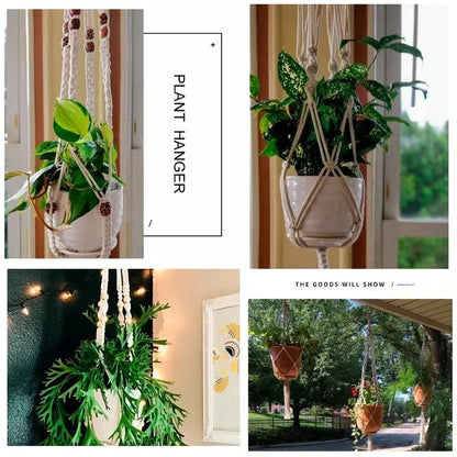 Hanging Plant Handmade Macrame Plant Hanger Flower Pot Planter Hanger Wall Decor Courtyard Garden Hanging Planter Hanging Basket