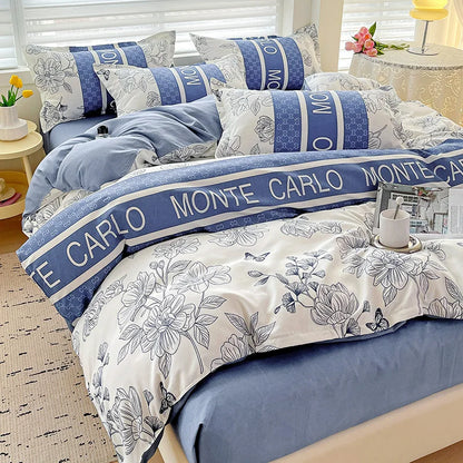 4 Pieces,100% Cotton Bedding Set,Four Piece Bed Sheet Comforter Comforter Set,Modern Fashion Couple Bed Comforter Set