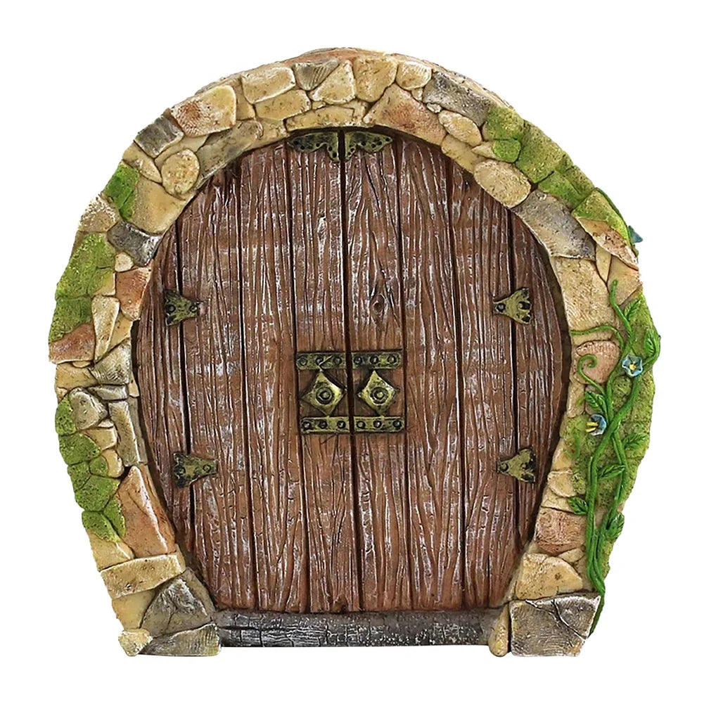 Wood Miniature Fairy Gnome Window Door Elf Home Creative Tree Door Home Children'S Toys Garden Decoration Miniatures