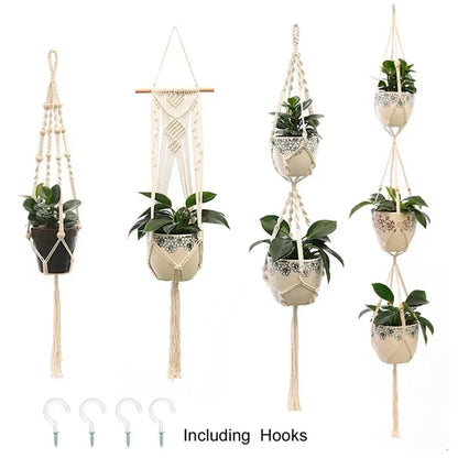 Hanging Plant Handmade Macrame Plant Hanger Flower Pot Planter Hanger Wall Decor Courtyard Garden Hanging Planter Hanging Basket