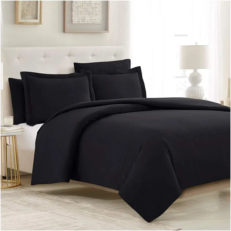 Mellanni Duvet Cover Set - 5-Pc Iconic Collection - Soft, Breathable Microfiber Is Cooling & Machine Washable - Wrinkle, Fade, Stain Resistant