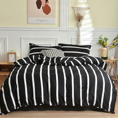 Black and White Bedding Set for Double Bed Sabanas Cama Matrimonial Queen/King Comforter Sets Single Duvet Cover with Pillowcase