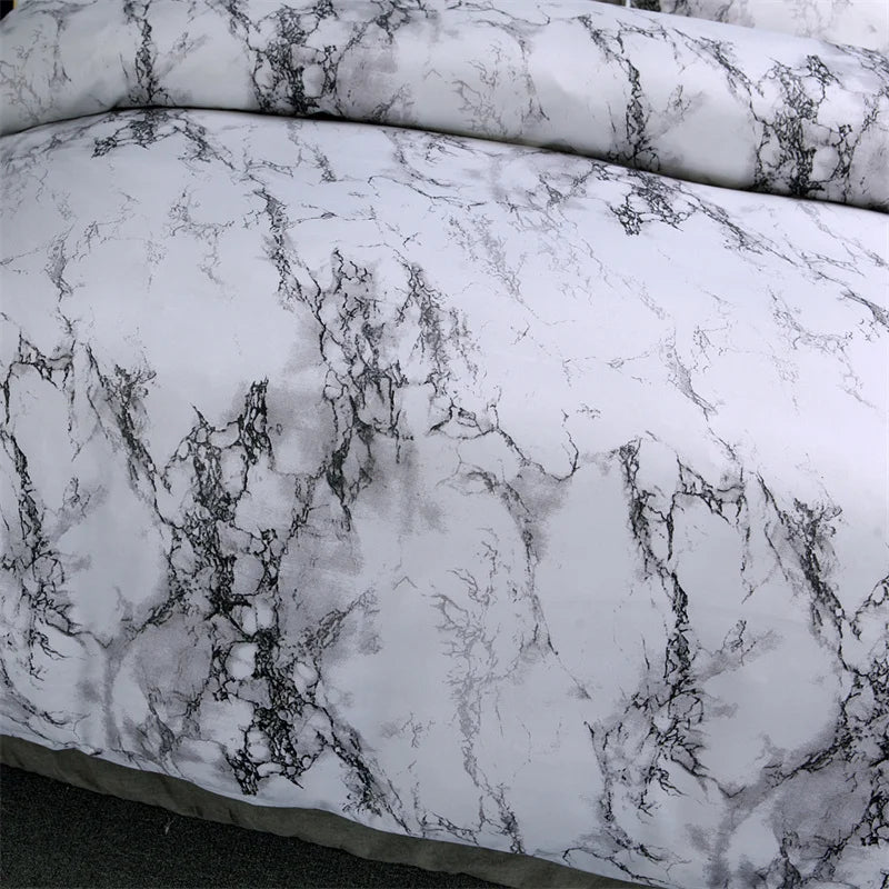 Marble 3Pcs 100% Polyester Duvet Cover Set Granite Surface with Stormy Natural Mineral Stone Pattern Comforter Cover