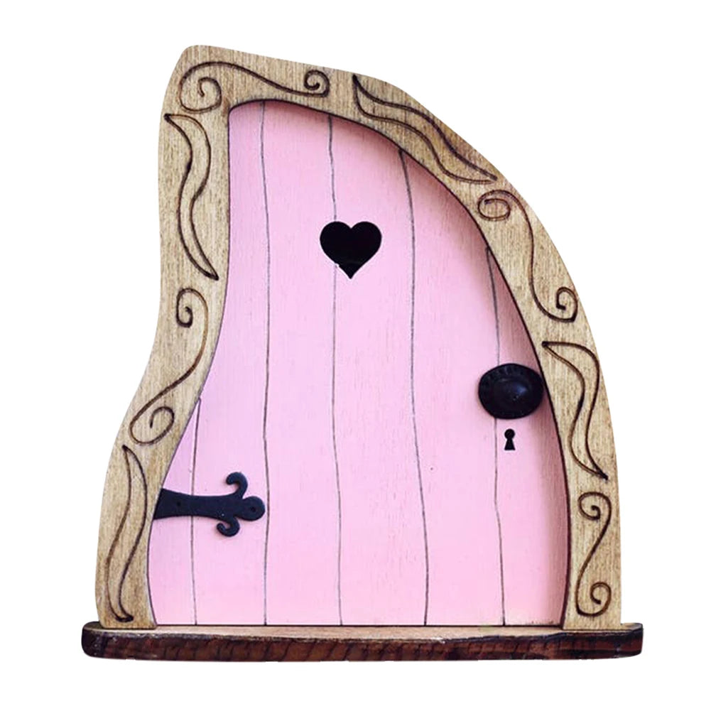 Wood Miniature Fairy Gnome Window Door Elf Home Creative Tree Door Home Children'S Toys Garden Decoration Miniatures