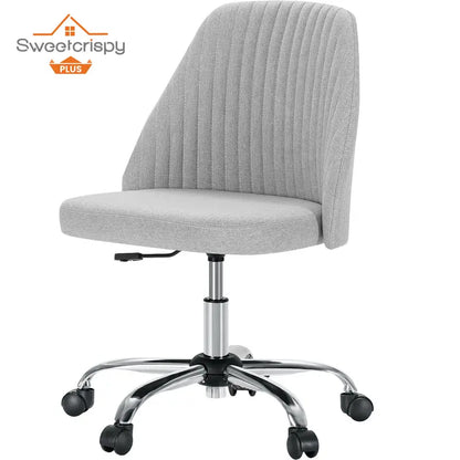 Sweetcrispy plus Armless Office Chair Cute Desk Chair, Modern Fabric Home Office Desk Chairs with Wheels Adjustable Swivel Task Computer Vanity Chair for Small Spaces