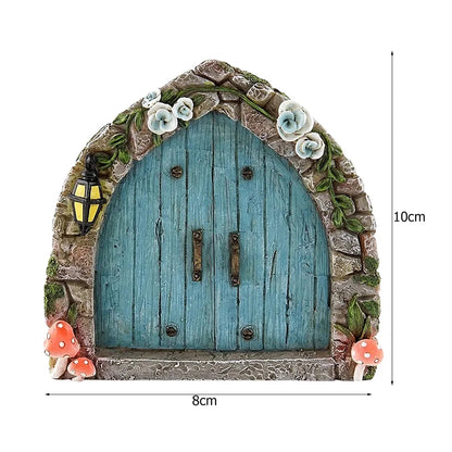 Wood Miniature Fairy Gnome Window Door Elf Home Creative Tree Door Home Children'S Toys Garden Decoration Miniatures