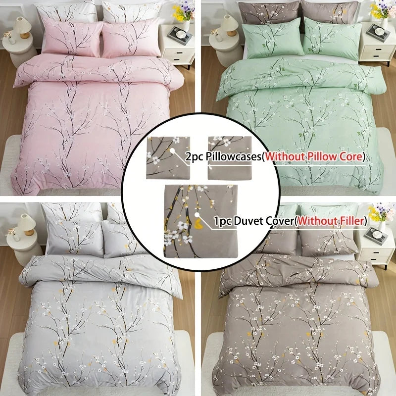 Bedding Setbedding Set Tree Branch Printing Bedding with Pillowcases Soft Lightweight down Alternative Summer Bedding Sets