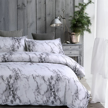 Marble 3Pcs 100% Polyester Duvet Cover Set Granite Surface with Stormy Natural Mineral Stone Pattern Comforter Cover