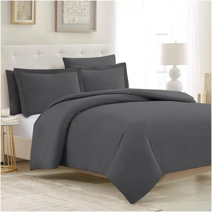 Mellanni Duvet Cover Set - 5-Pc Iconic Collection - Soft, Breathable Microfiber Is Cooling & Machine Washable - Wrinkle, Fade, Stain Resistant