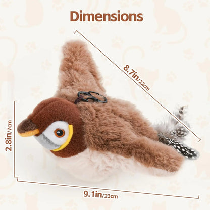 Interactive Cat Toys, Rechargeable Chirping Flapping Bird(No Flying) with Catnip for Indoor Cats, Touch Activated Plush Toys