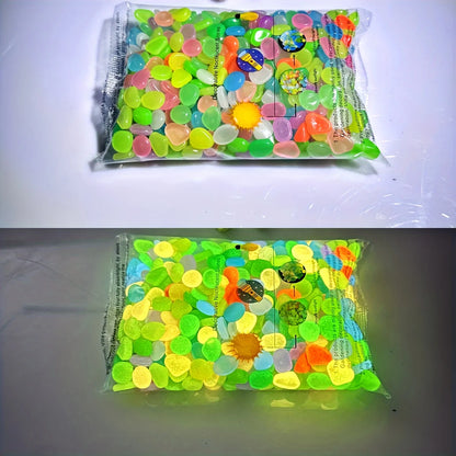 100Pcs Glow in the Dark Pebbles, Resin Luminous Stones for Landscape, Garden Paths, Potted Plants, Parks, Aquarium Decor,