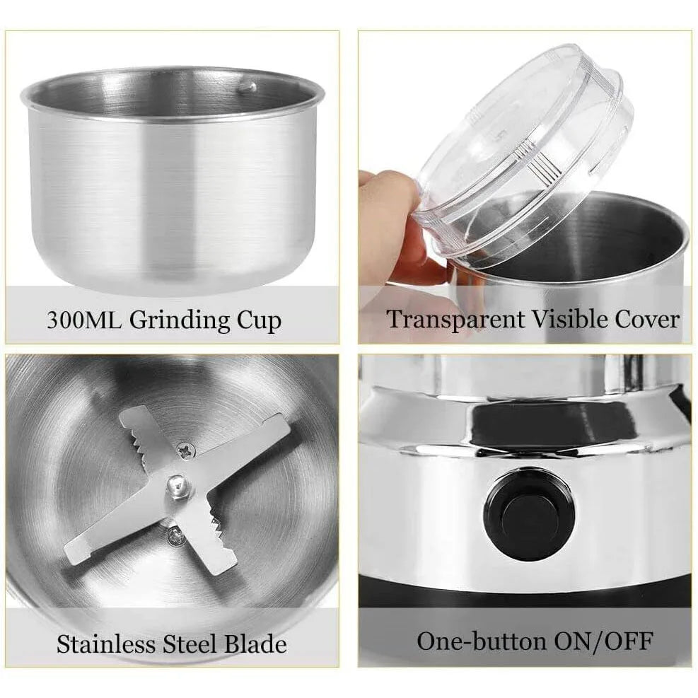 Electric Grinder Four Edged Blade Kitchen Cereal Nuts Beans Spices Grains Grinder Machine Multifunctional Home Coffee Grinder