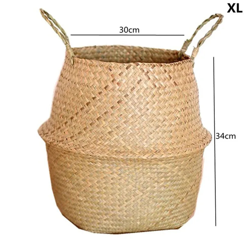 Straw Weaving Flower Plant Pot Basket Grass Planter Basket Indoor Outdoor Flower Pot Cover Plant Containers for Plantable Plants