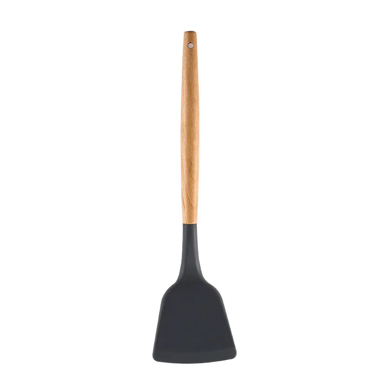 Kitchen Silicone Wooden Handle Kitchenware, Pot Shovel, Soup Spoon, Leaky Spoon, Cooking Tools, Kitchenware, Tableware