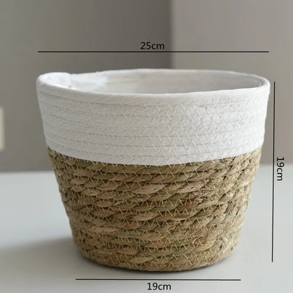 Straw Weaving Flower Plant Pot Basket Grass Planter Basket Indoor Outdoor Flower Pot Cover Plant Containers for Plantable Plants